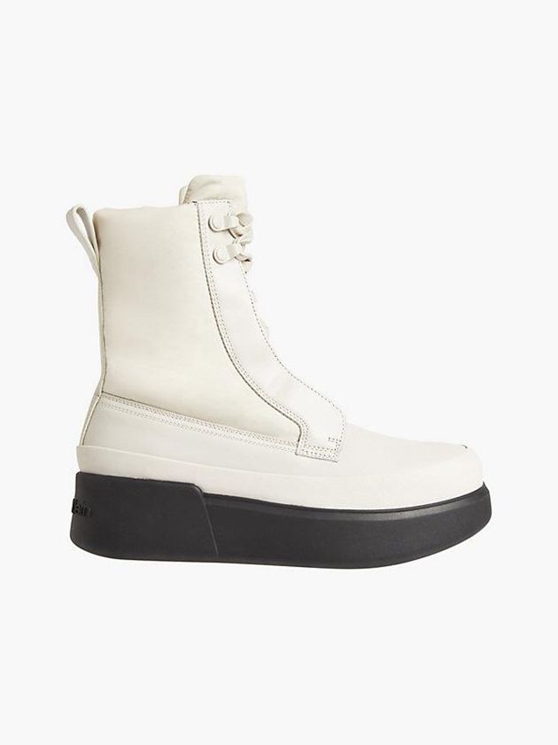 Calvin Klein USA Puffer Wedge Rain Womens Boots White 6094175-FA